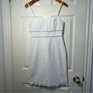 Lilly Pulitzer Jaida White Eyelet 100% Cotton Mini Dress Size 4